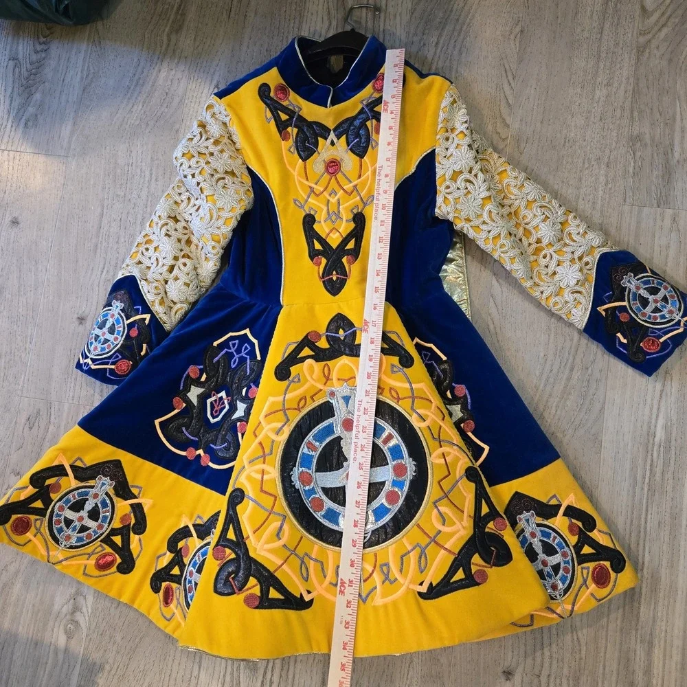 Vintage Celtic Irish Traditional‎ Folk Step Dance Dress Costume Embroidered